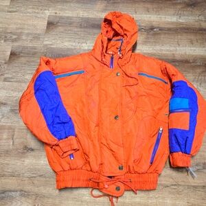 NWT Vibrant Vintage Orange and Blue Hooded Avalanche Jacket